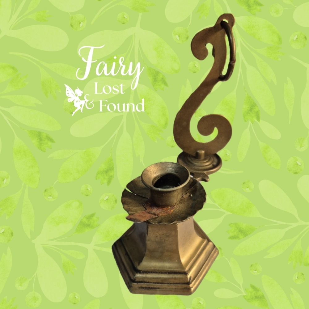 Vintage Brass Candle Holder with S Handle